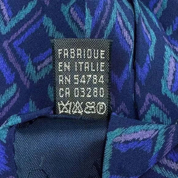 Vintage Valentino Cravatte 100% Silk Handmade Geometric Blue Neck Tie Italy - Picture 13 of 15